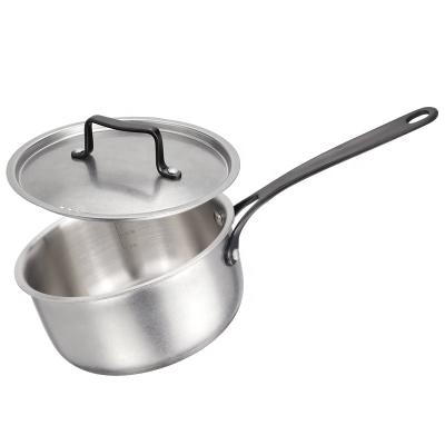 China Sustainable high quality stainless steel sauce pan triply non stick cookware 1.5L induction milk pan with lid for sale