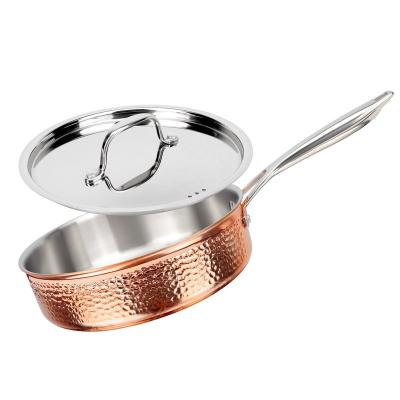 China Cookware American Frying Stainless Steel Triple Pan Non Stick Frypan Copper 304 Style Home Kitchen Cooking Grill Pan for sale