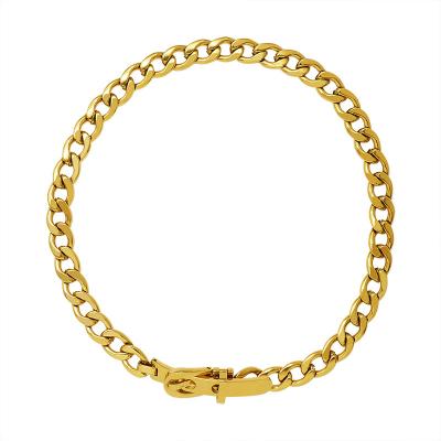 China Europe and America New Arrival Hip Hop 18k Gold Plated Stainless Steel Chain Link Jewelry Fashion Jewelry Cuban Necklace For Women for sale