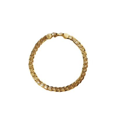 China Waterproof Casual/Sporty Fashion 18K Gold Plated Jewelry 925 Sterling Silver Band Flat Punk Chunky Curb Cuban Chain Bracelets for sale