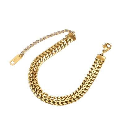 China FASHIONABLE Hot Selling European Style Men's Gold Plated Stainless Steel Byzantine Chain Bracelet For Wholesale Luxury Jewelry For Women for sale