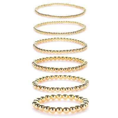 China New Trendy Trendy Wild Round Geometric Bead Bracelet Stainless Steel 18k Gold Plated Gold Filled Beaded Ball Stacking Stretch Bracelet for sale