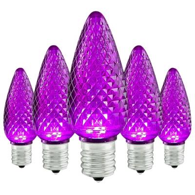 China Cover Customized Faceted Lamp Drop-Resistant Waterproof String Hanging C9 Multifaceted Purple LED Bulb for sale