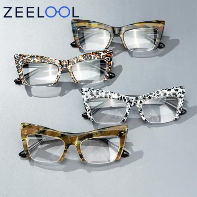 China Zeelool Square Fashionable High End Wholesale Acetate Eyeglasses Oversized Square Optical Eyewear Half Frame Glasses Eyewear for sale