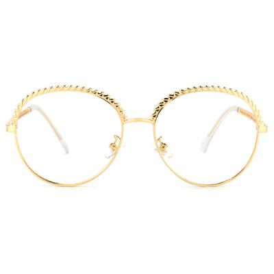 China Cozy Retro Young Chic Adjustable Nose Pads Metal Round Gold Bluelight Becket Wear Glass Frame for sale