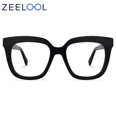 China Zeelool Fashionable Luxury Square Oversized Big Glass Men Eyeglasses Frame Acetate Glass Frame Optical Frames for sale