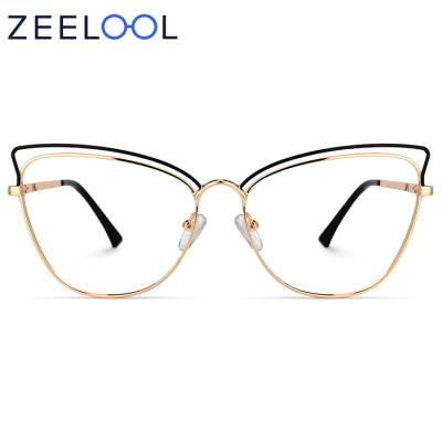 China Zeelool Fancy Women's Retro Cat Eye Eyewear Metal Glasses Eyewear Spectacle Monocle Wholesale Optical Frames For Ladies for sale