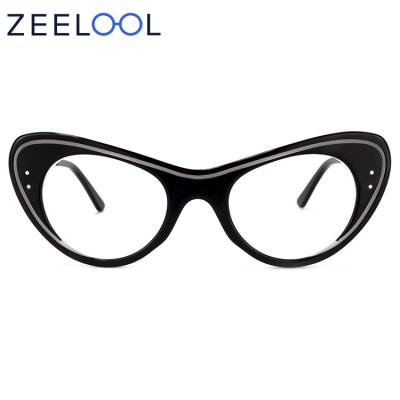 China Zeelool New Arrival Quality Ladies Cateye Fashionable Acetate Frames Glass Spectacle Optical Glasses for sale