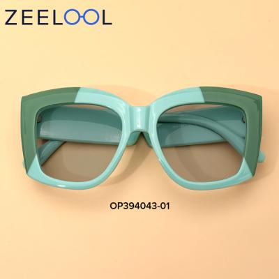 China Fashion Sunglasses Zeelool Eyewear Women Oversized Sunglass Lenses Wholesale Light Green Rectangle Plastic Sunglasses Shades Sunglasses for sale