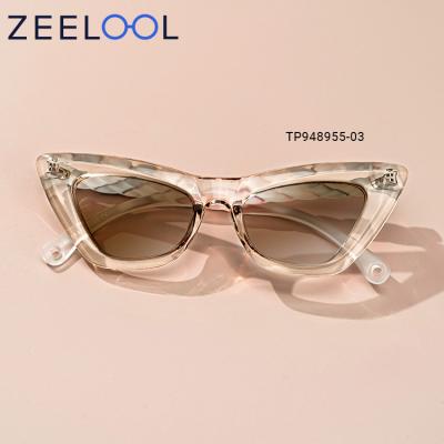 China 2022 Brand Fashionable Hot Sale Zeelool Cateye Sunglasses Quality Girls Plastic Ladies Fashion Glasses Plastic Material Sunglasses for sale