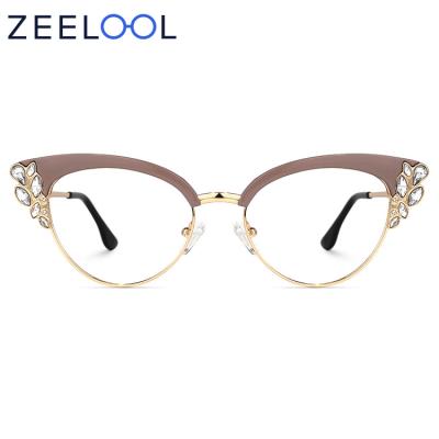 China Cat Eye Rhinestone Metal Optical Thin Custom Red Cat Eye Sight Computer Eyewear Reading Glasses for sale