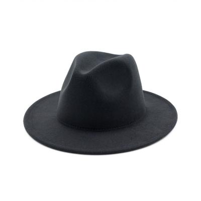 China Picture Fedora Hat For Women Unisex Panama Hat Wide Felt Brim Hat With Belt Buckle for sale