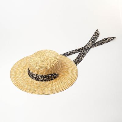 China Picture fashion style flat surface straw hat for outdoor tourism sun protection and beach fashion straw hat for sale