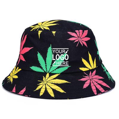 China 2020 Picture Custom Your Own Design New Headwear Unisex Fashion Maple Leaf Printed Fisherman Sun Bucket Hat Summer for sale