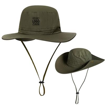 China New Arrival Fish Image Hat Outdoor Beige Army Safari Hat Unisex Camping Green Men And Women Quick Dry Bucket Hats for sale