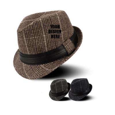 China Wholesale Checked Hat Of Autumn And Winter Mens Checked Jazz Hat British Vintage Fedora for sale