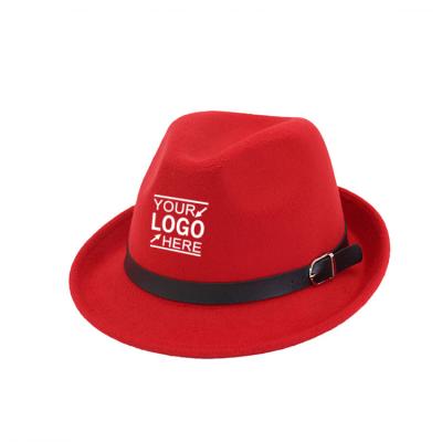 China Picture factory panama craft cowboy hats small fashion short brim wool felt hat red unisex felt hat wholesale for sale