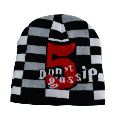 China JACQUARD JACQUARD JOINT logo custom knit hat double layer beanie with acrylic bent bottom fashion men pom pom winter for sale