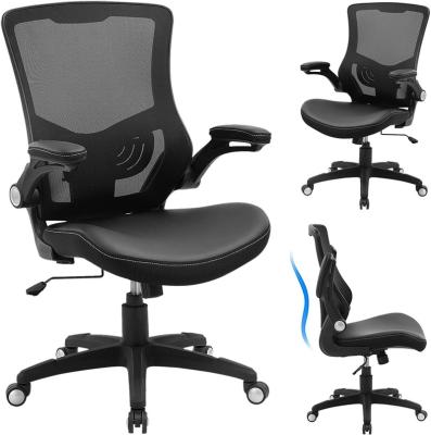 China Height Adjustable Ergonomic Leather Cushion Office Swivel Mesh Midback Computer Chair With Lumbar Support for sale