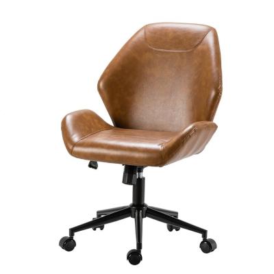 China Mid-Back (Height Adjustable) Home Office PU Swivel Armless Leather Task Chair With Wheels for sale