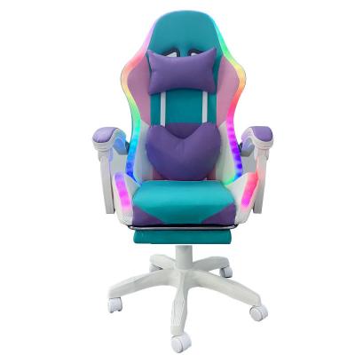 China Hot Sale Premium Cooling Swivel LED RGB Ergonomic Gaming Chair With Lights for sale