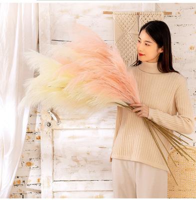 China Boho Style 2022 New Style 110cm Fake Flower Wedding Feather 43 Inch Fake Pampas Grass Artificial Plant For Decoration for sale