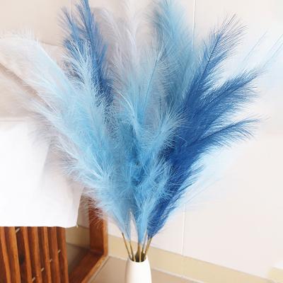 China Factory Hot 43 Inch Klein Faux Pampas Grass Boho Blue Fluffy Artificial Boho Sale Amazon Style Large Bohemian Style Artificial Wedding Decoration for sale