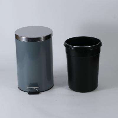 China Hot Popular Round Metal Step Trash Wastebasket 12L Waste Bin Modern Small Sustainable Built In Trash Can With Cover for sale