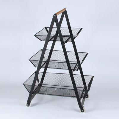 China Large Capicity and Space Saving Mesh Design Exquisite Dustproof 3 Tier Metal Rolling Tool Trolley Cart Serving Rack for Kitchen Organizer for sale