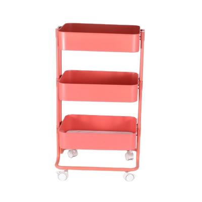 China Large Capicity And Space Saving Rectangle Large Capacity Using For Kitchen Bathroom 3 Tier Metal Storage Rolling Utility Organizer Storage Trolley With Shelves for sale