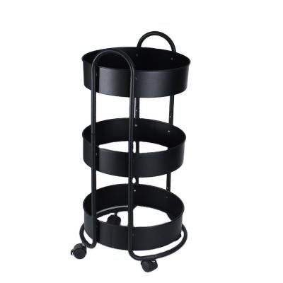 China Large capicity and space saving 3 Layer Kitchen Storage Trolley Cart 36X36X77.5Hcm Round Multifunctional Cart Storage Rack for sale