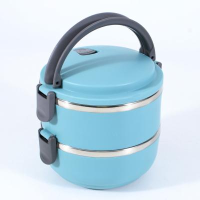 China Contemporary Lunch Box 600ML Durable 2 Layer Blue Organizer Food Storage Box For Kitchen for sale