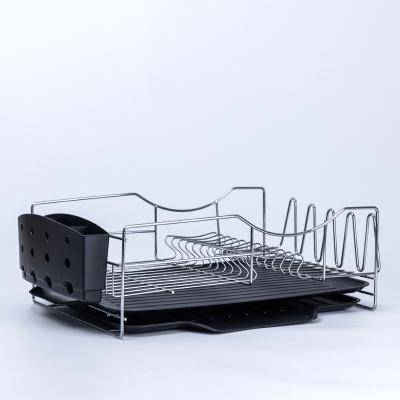 China Sustainable High Durability Multifunctional Dish Rack With Removable Tray And Cutlery Holder for sale