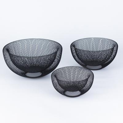 China New Style 3 Sizes Metal Mesh Countertop Fruit Basket Best Quality Viable Fruit Bowl Organizer for sale