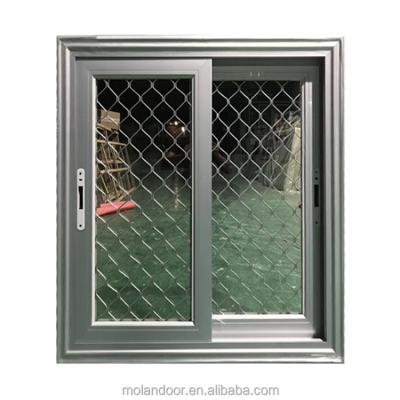 China Latest Window Grill Design Aluminum Glass Sliding Double Window And Door With Mosquito Net for sale