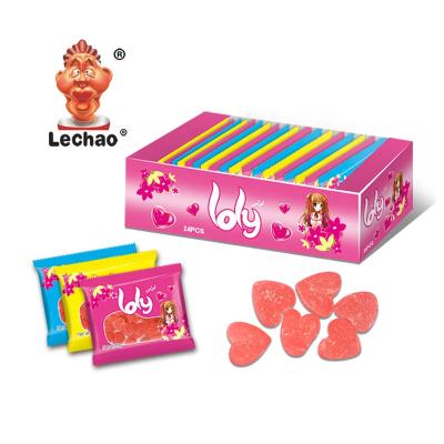 China Natural Halal Strawberry Jelly Candy Heart Soft Candy Chewing Fruit Candy zu verkaufen