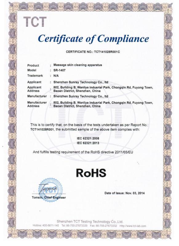 RoHS - Shenzhen Sunray Technology Co., Ltd.