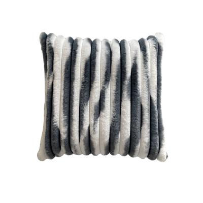 China New Style Fur Pillow Cushion Sofa Bedroom Sitting Living Room Geometric Stripe Pillow Covers Office Home Anti-Static Embroidery for sale