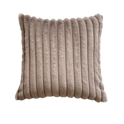 China Boho Luxury Custom Anti-static Modern Cotton Soft Bed Faux Fur Stripe Stripe Square Pillow Cover for sale