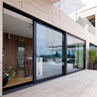 China Sound Insulation House Exterior Thermal Break Aluminum Profiles Stained Glass And Heavy Duty Door Patio Sliding Doors for sale