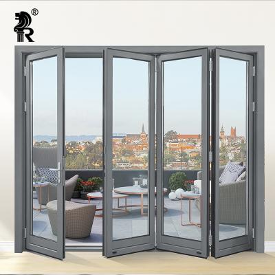 China Heat Insulation China Manufacture Customize Design Exterior Bi Folding Door With Integrated Blinds Aluminum Folding Doors for sale