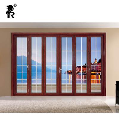 China Heat Insulation Interior Soundproof Patio Doors Double Glass Balcony Soundproof Aluminum Folding Doors for sale