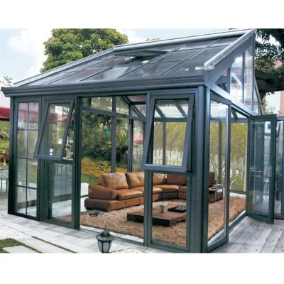 China Modern Outdoor Aluminum Frame House Flat Roof Large Glass Room Insulated Conservative Sunroom for sale