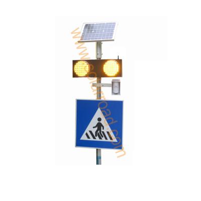 China Pedestrian Traffic Warning Traffic Warning Sign Solar Pedestrian Crossing Solar Warning Light for sale