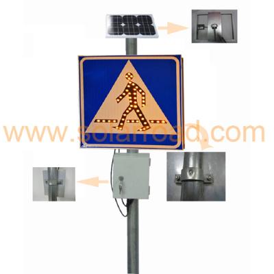 China Aluminum alloy +sheet Iron Boards Solar Pedestrian Traffic Sign Solar Warning Light for sale