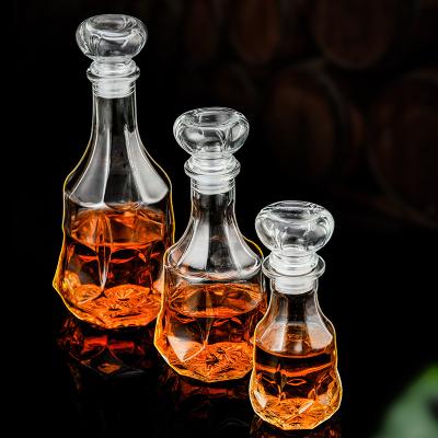 China Wholesale Food Grade Octagon Glass Wine Bottles 250ml 500ml 900ml Empty Glass Bottle With Glass Stopper for sale