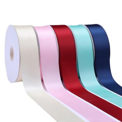 China Factory Stocked Recyled Large 196 Double Color 0.3-5CM Wide Face Polyester Satin Custom Solid Wide Ribbon for sale