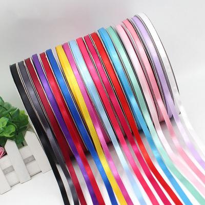 China Recyled Rs 50 Single Side Edge 5mm/6mm Polyester Satin Ribbons White Ivory Pink Party Untrimmed Color Ribbon Roll For Rotary Printing for sale