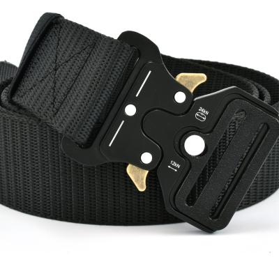 China Logo Belt Casual Style Outdoor Fabric Belt Webbing New Military Police Nylon Tactical Waist Woven Golf Custom Slim Men's Military Buckle for sale