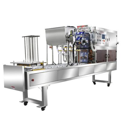 China Food Yogurt Continuous Automatic Cup Juice Filling Sealing Machine and Sealing Machine for Food Tray Sealer for sale